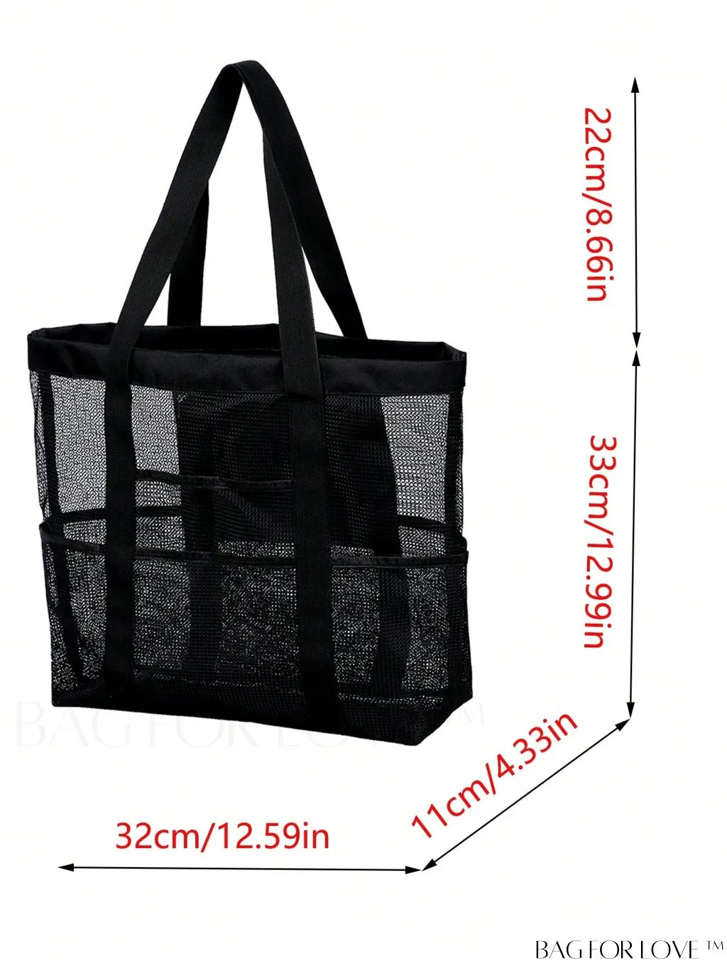 BagForLove - Large Beach Bag with Mesh Construction - Solid Color, No-Closure