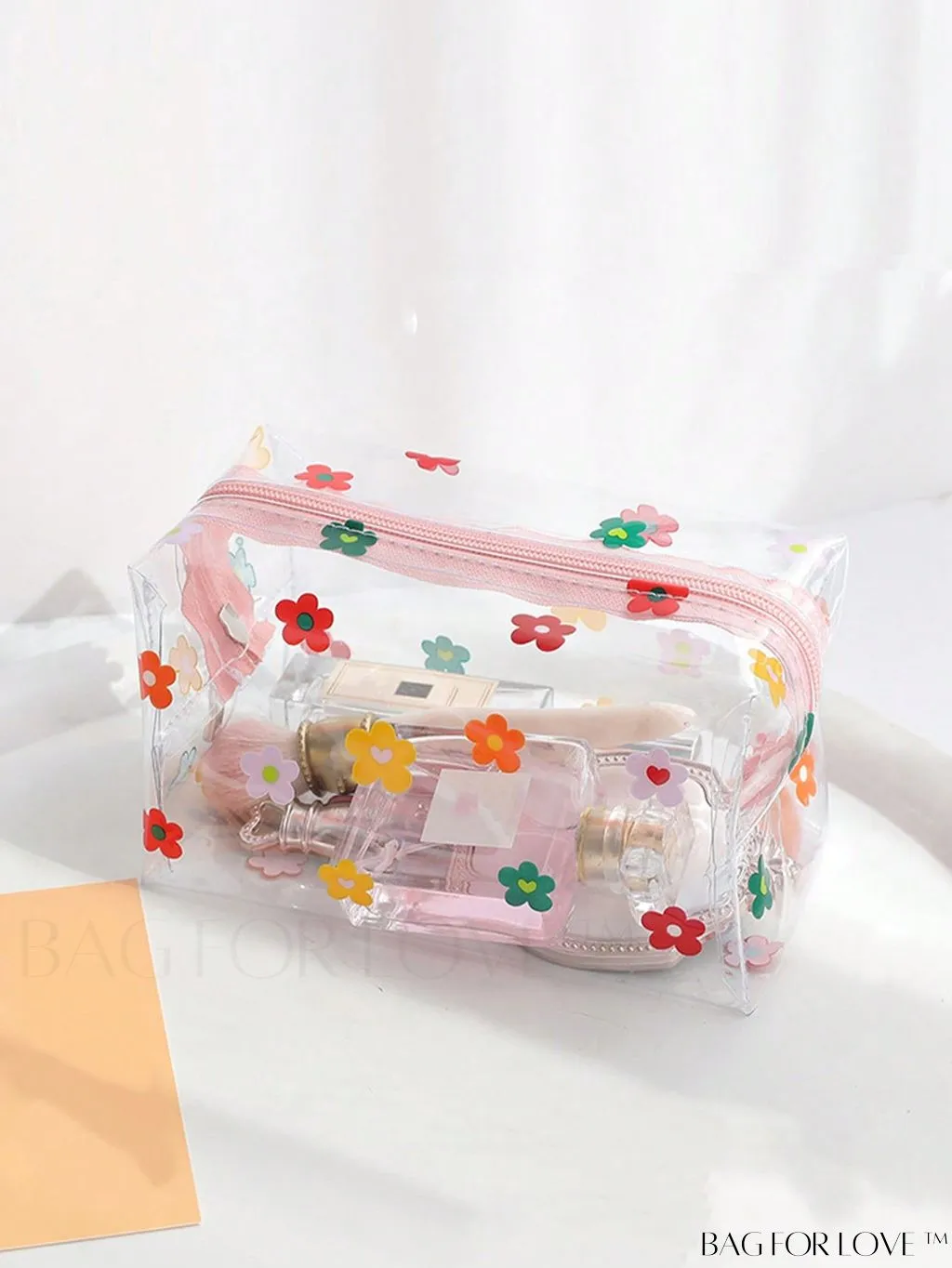 BagForLove - PVC Transparent Heart Pattern Cosmetics Bag: Waterproof, Portable, Cute & Multipurpose