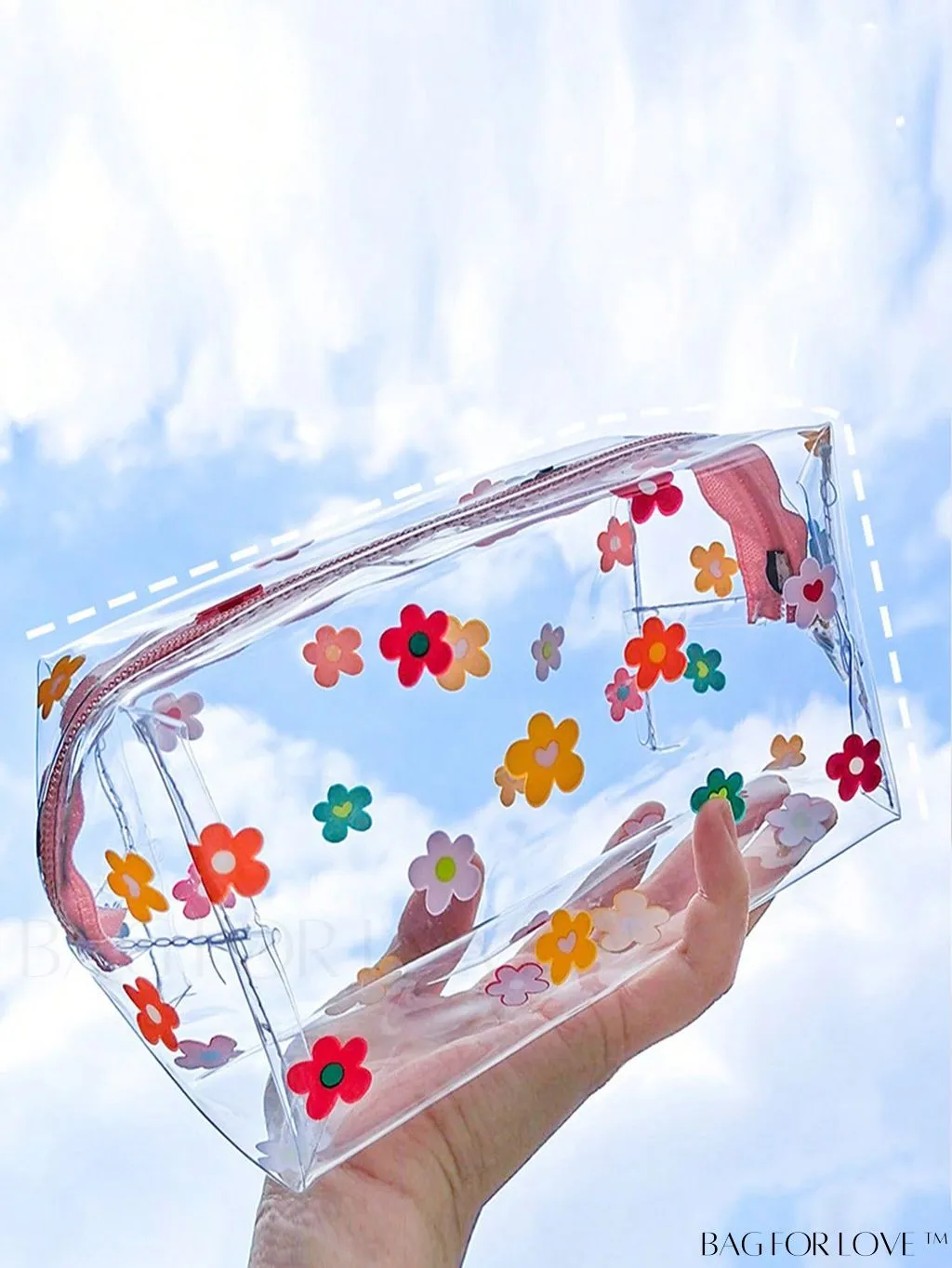 BagForLove - PVC Transparent Heart Pattern Cosmetics Bag: Waterproof, Portable, Cute & Multipurpose