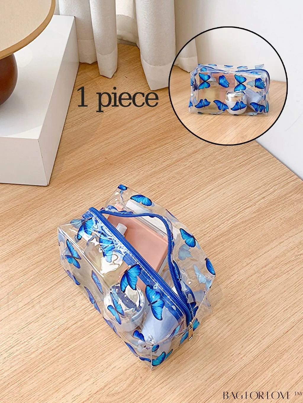 BagForLove - PVC Transparent Heart Pattern Cosmetics Bag: Waterproof, Portable, Cute & Multipurpose