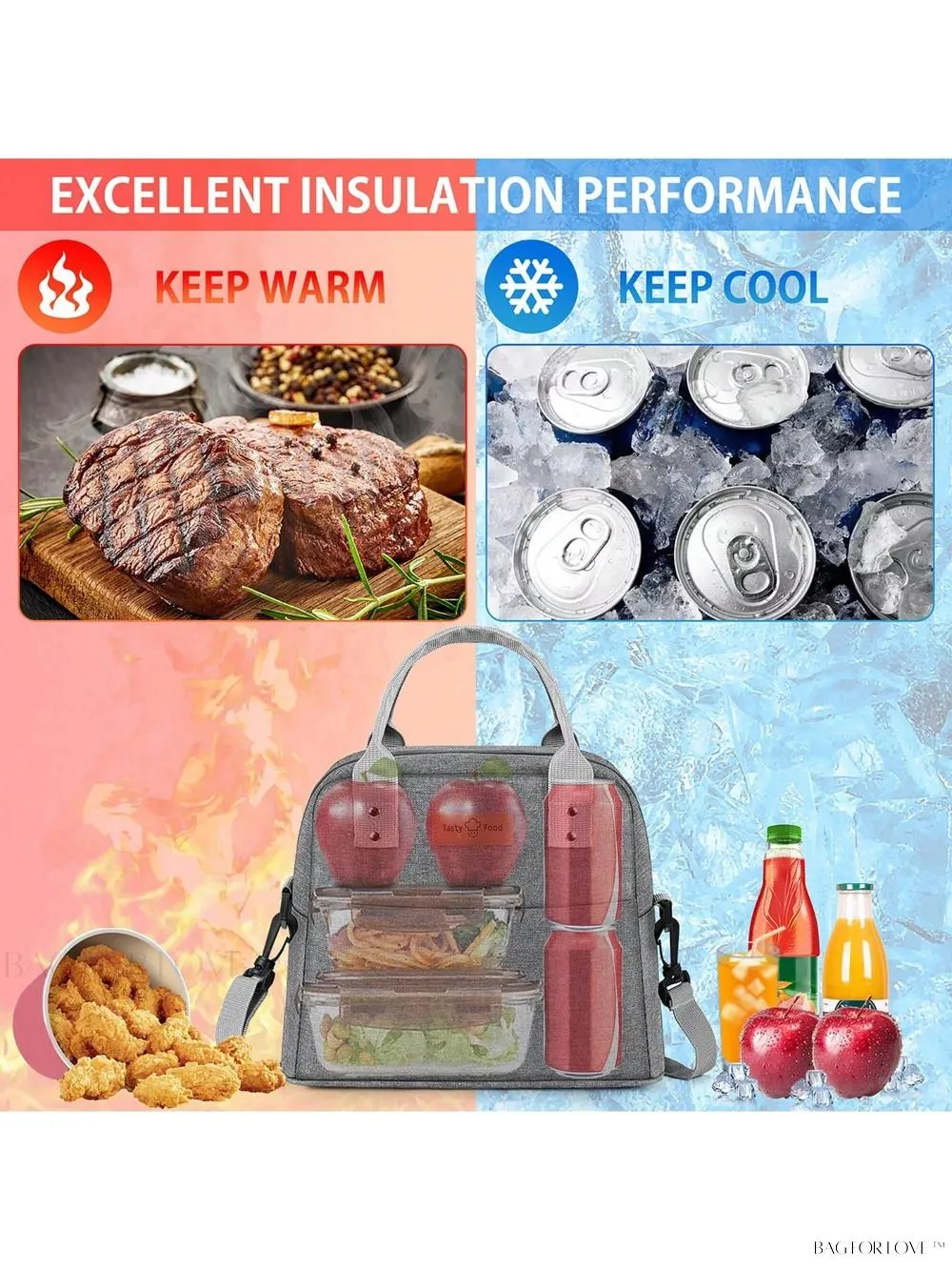 BagForLove - Reusable Thermal Bag For Work And School Commute