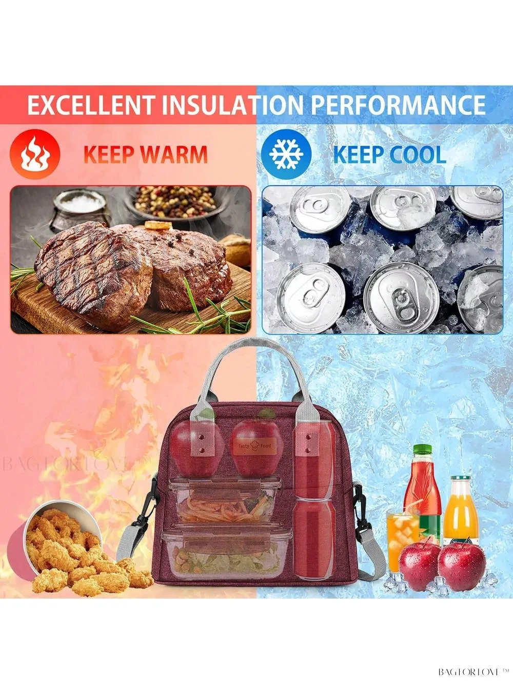 BagForLove - Reusable Thermal Bag For Work And School Commute