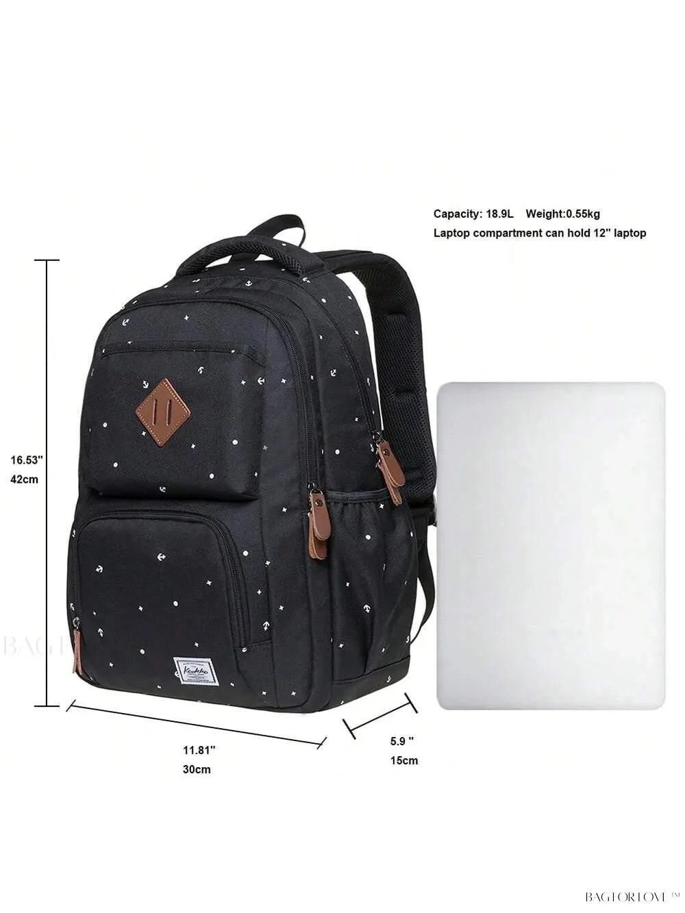 BagForLove - Ultimate College Companion Waterproof Student Backpack for Laptop and Books