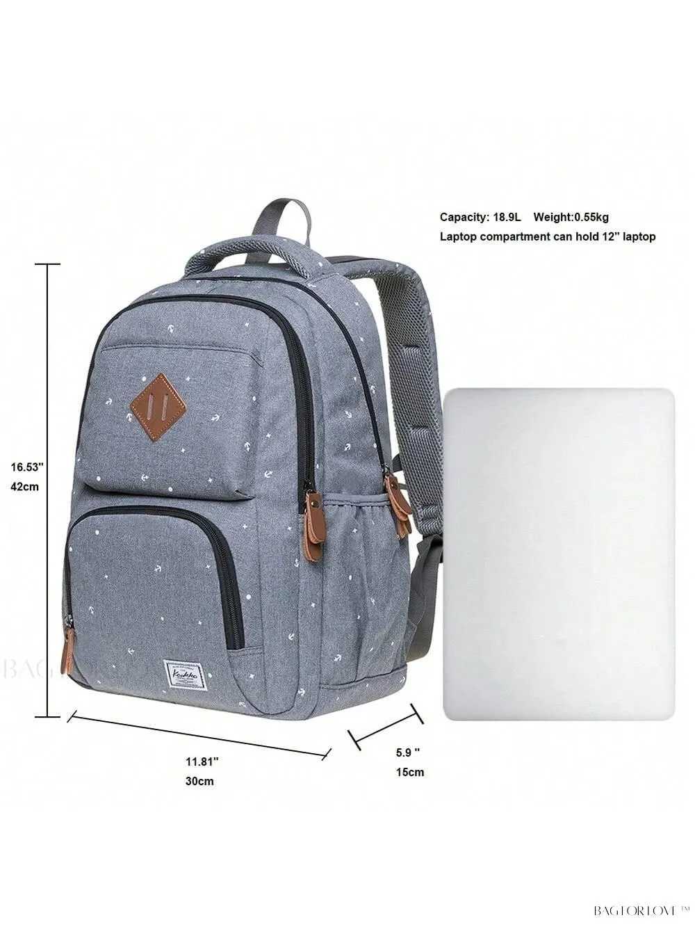 BagForLove - Ultimate College Companion Waterproof Student Backpack for Laptop and Books