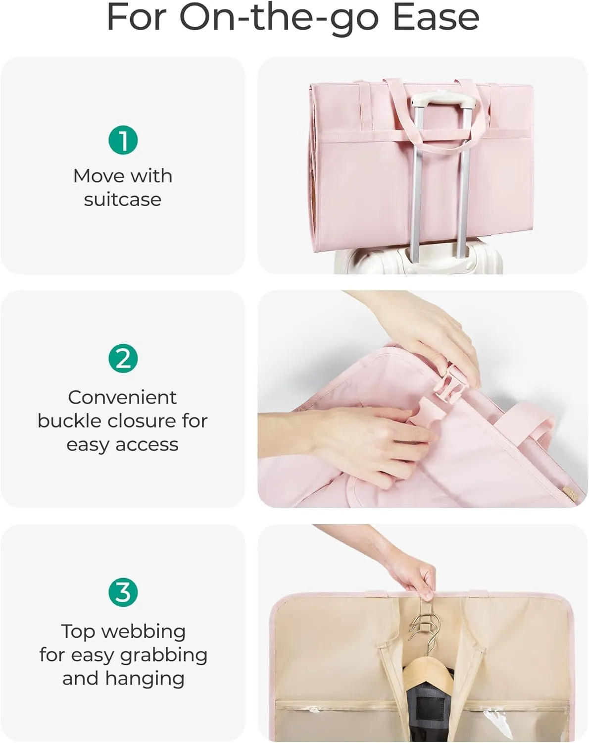 BAGSMART Garment Bags for Travel Foldable Carry on Suit Carrier for Hanging Clothes Stylish Dress Carrier Large Convertible Weekender Garment Bags for Women Men