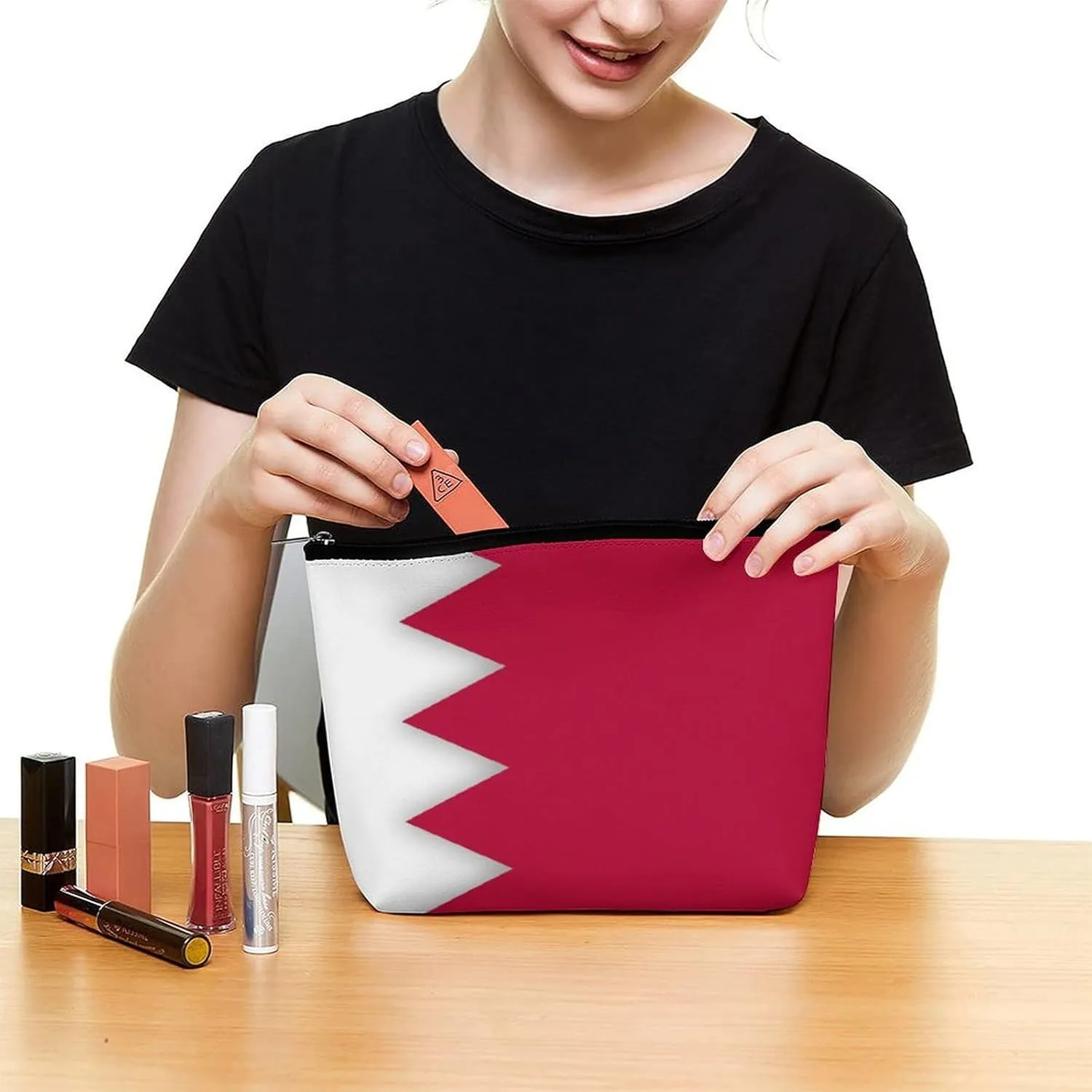 Bahrain Flag Travel Cosmetic Bag Lightweight Makeup Organizer for Women