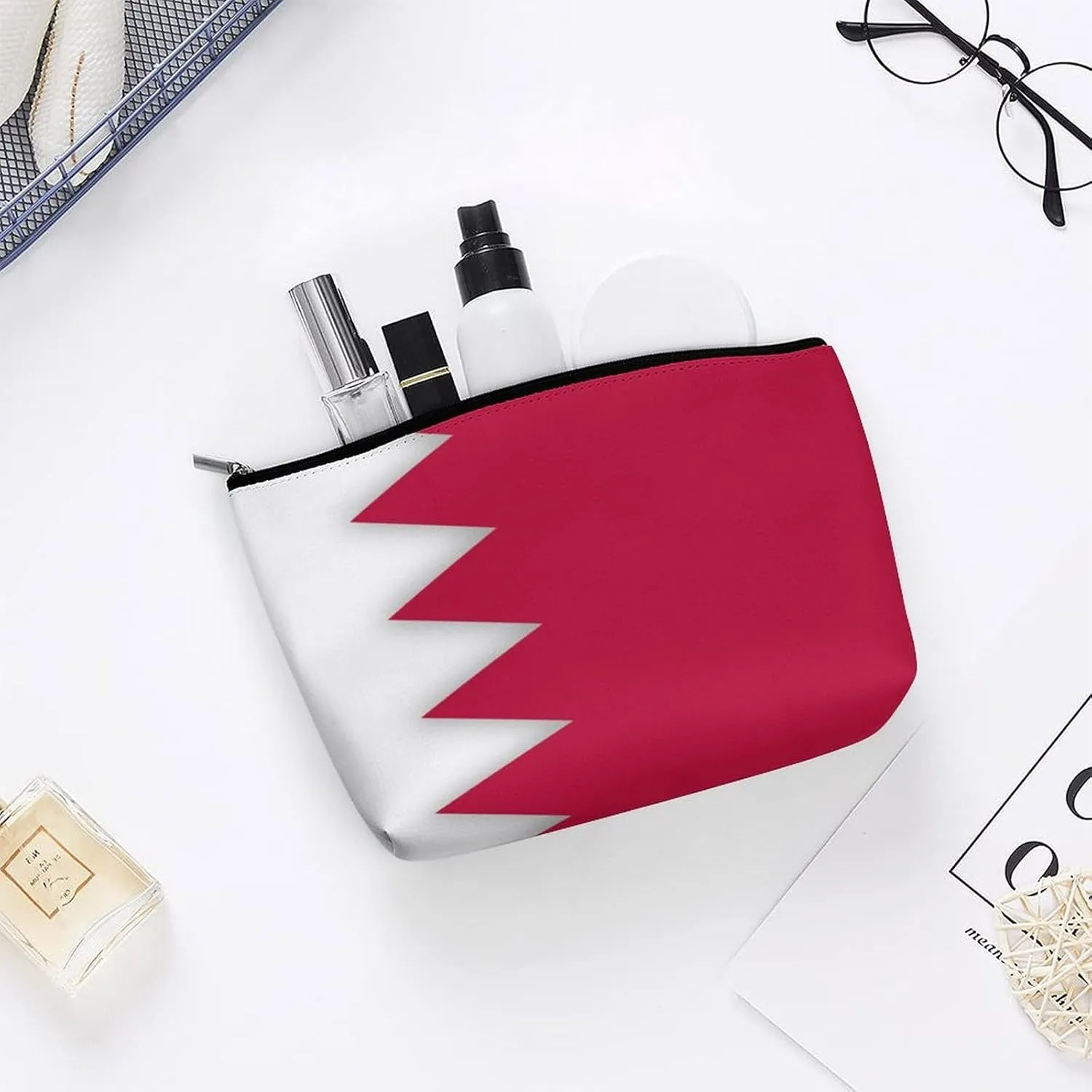 Bahrain Flag Travel Cosmetic Bag Lightweight Makeup Organizer for Women