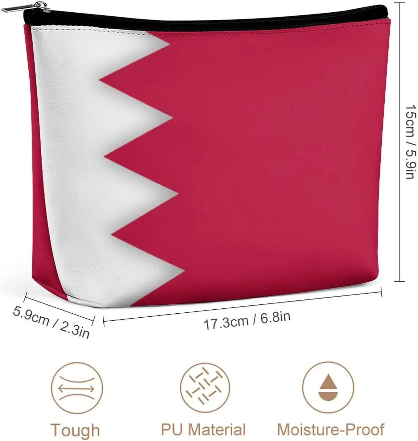 Bahrain Flag Travel Cosmetic Bag Lightweight Makeup Organizer for Women
