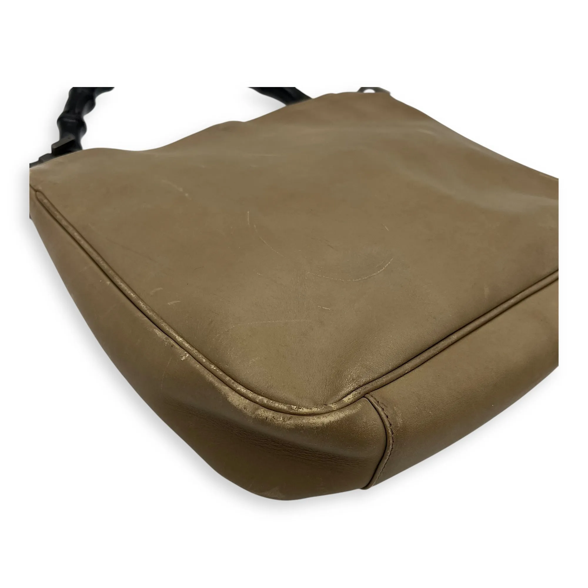 Bamboo Top Handle Bag Beige in Calfskin, Silver hardware