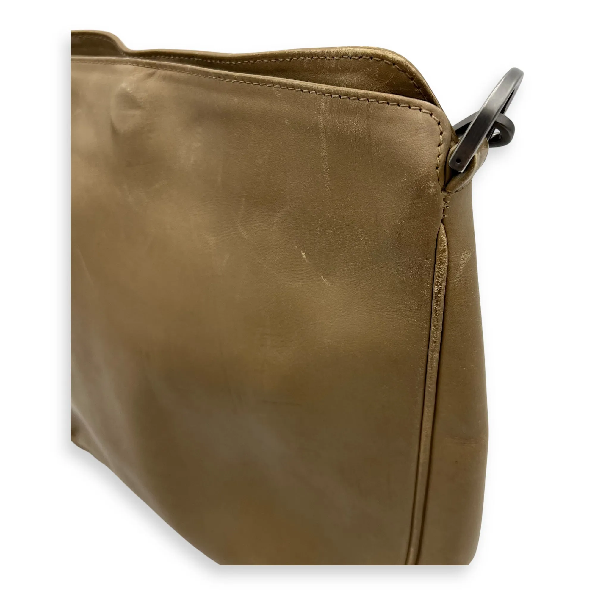 Bamboo Top Handle Bag Beige in Calfskin, Silver hardware