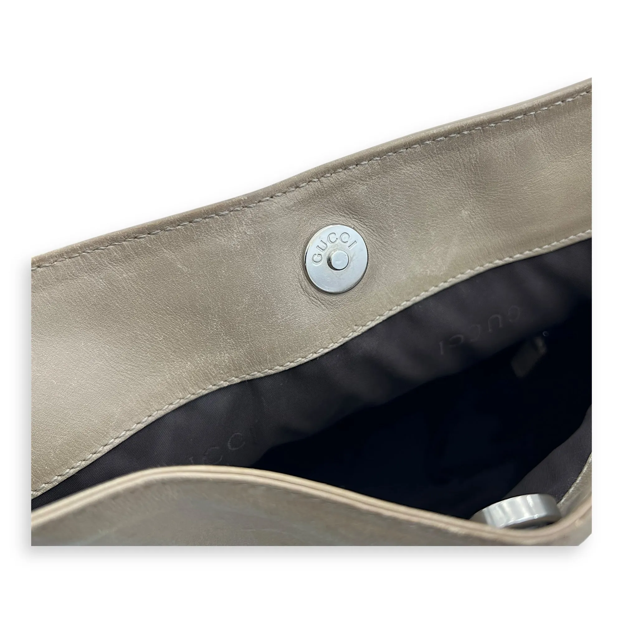 Bamboo Top Handle Bag Beige in Calfskin, Silver hardware