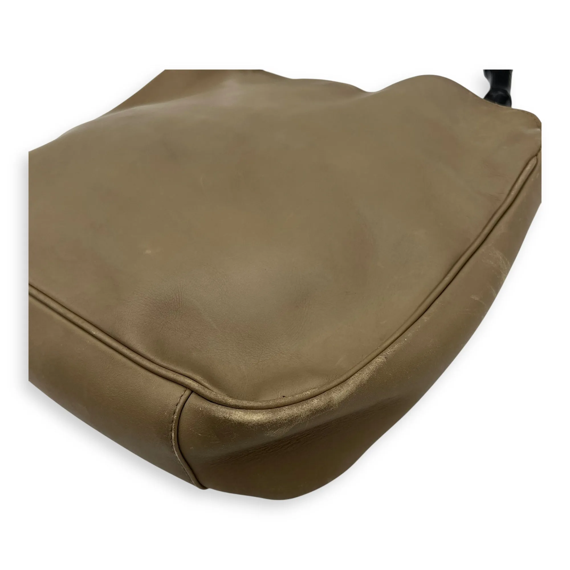 Bamboo Top Handle Bag Beige in Calfskin, Silver hardware