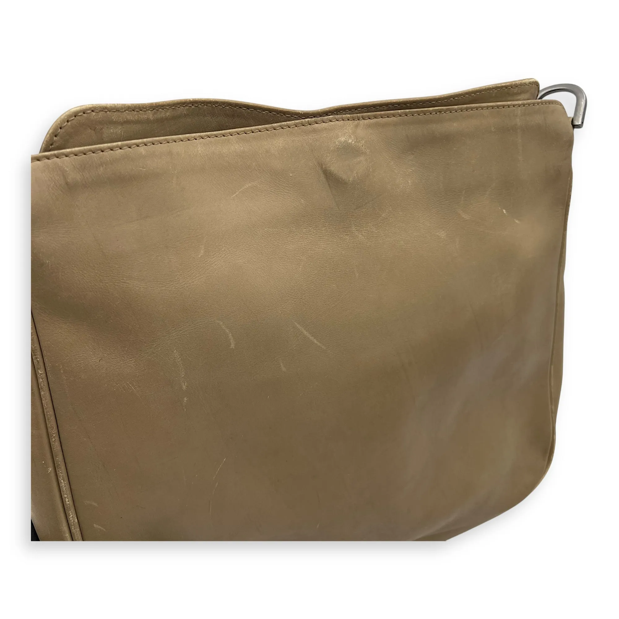 Bamboo Top Handle Bag Beige in Calfskin, Silver hardware