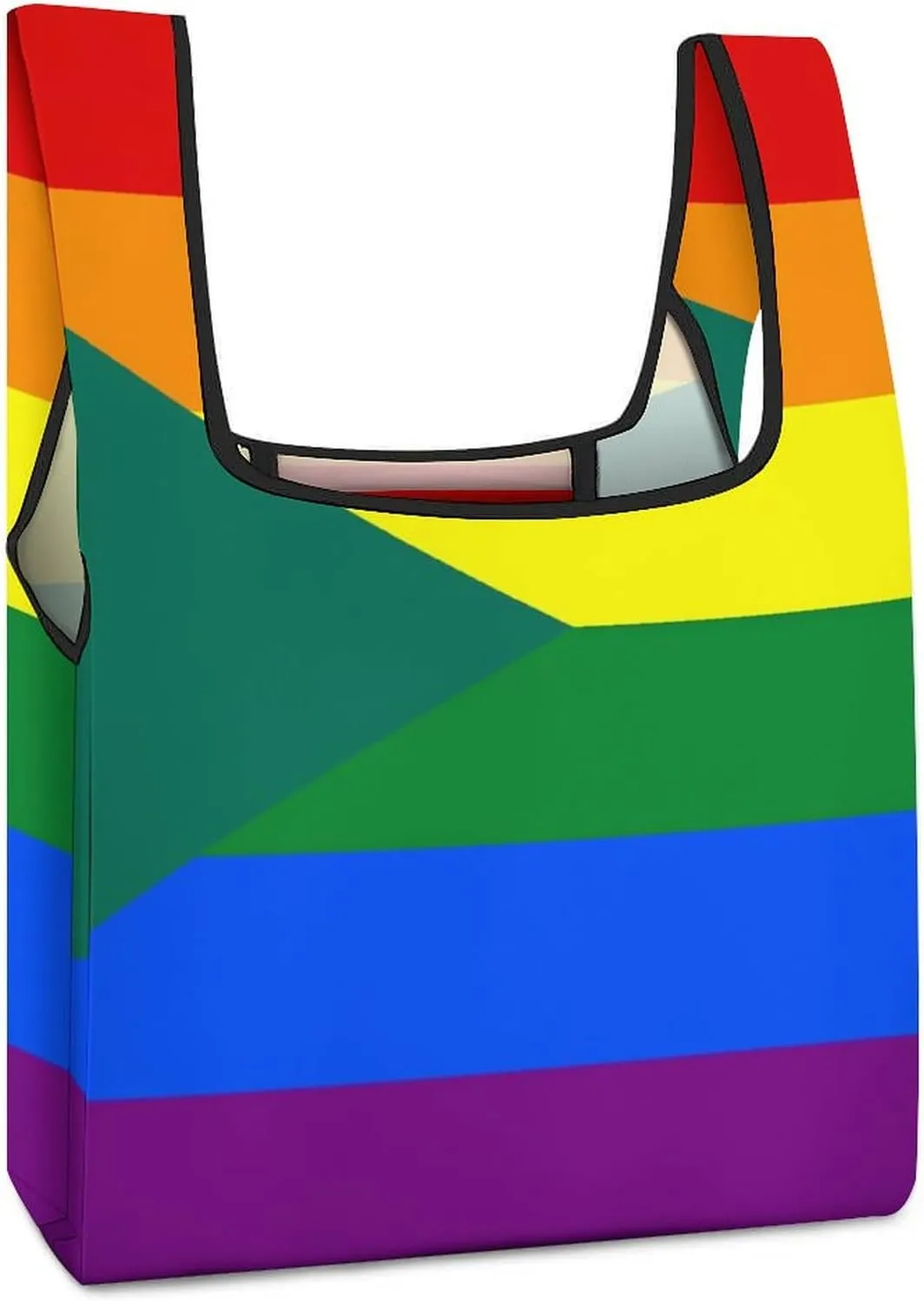 Bangladesh LGBT Rainbow Flag Novelty Reusable Grocery Bag Fold-able Shopping Bags Washable Tote Lightweight Storage Pouch with Handle