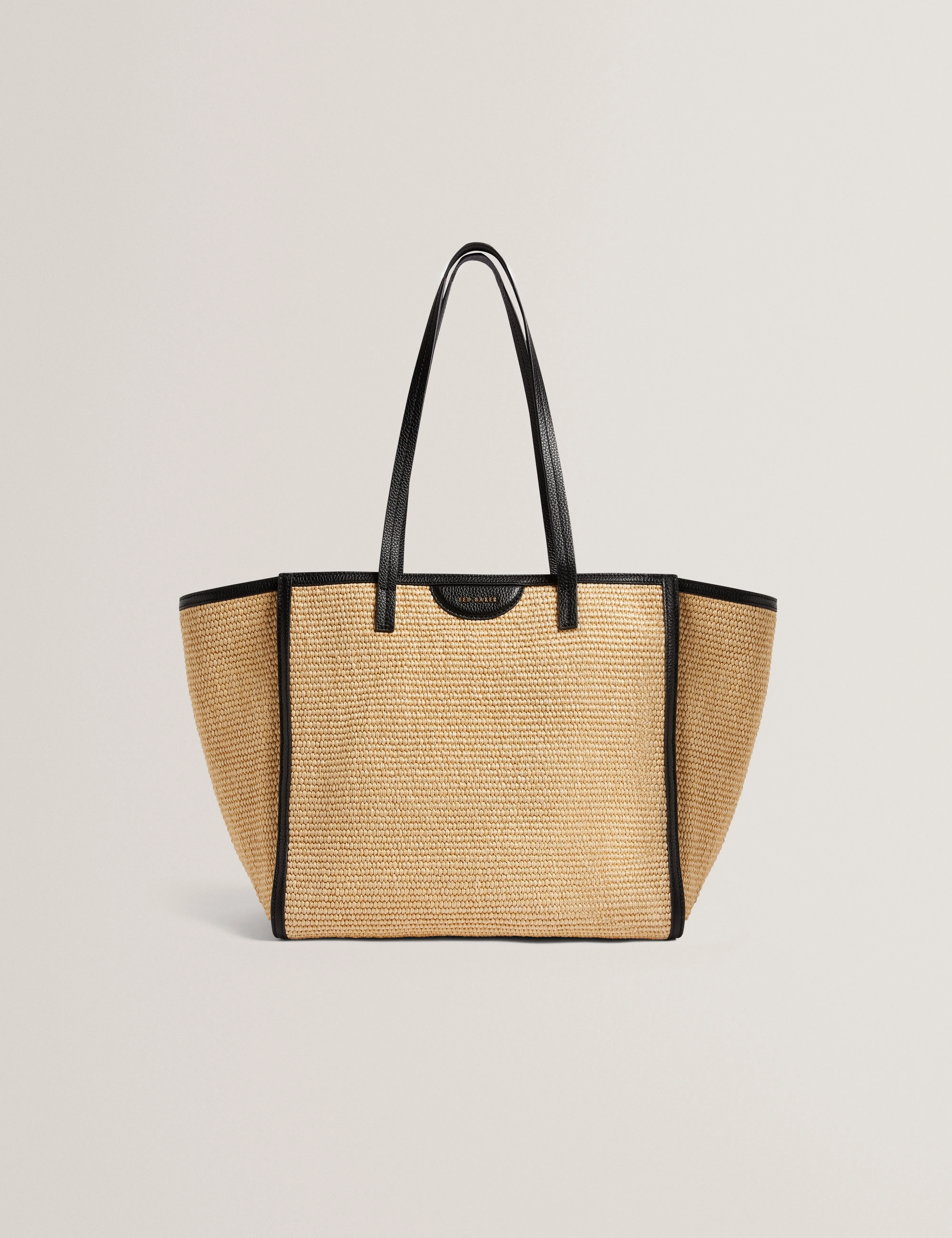 Barni Faux Raffia Large Shopper Bag Black