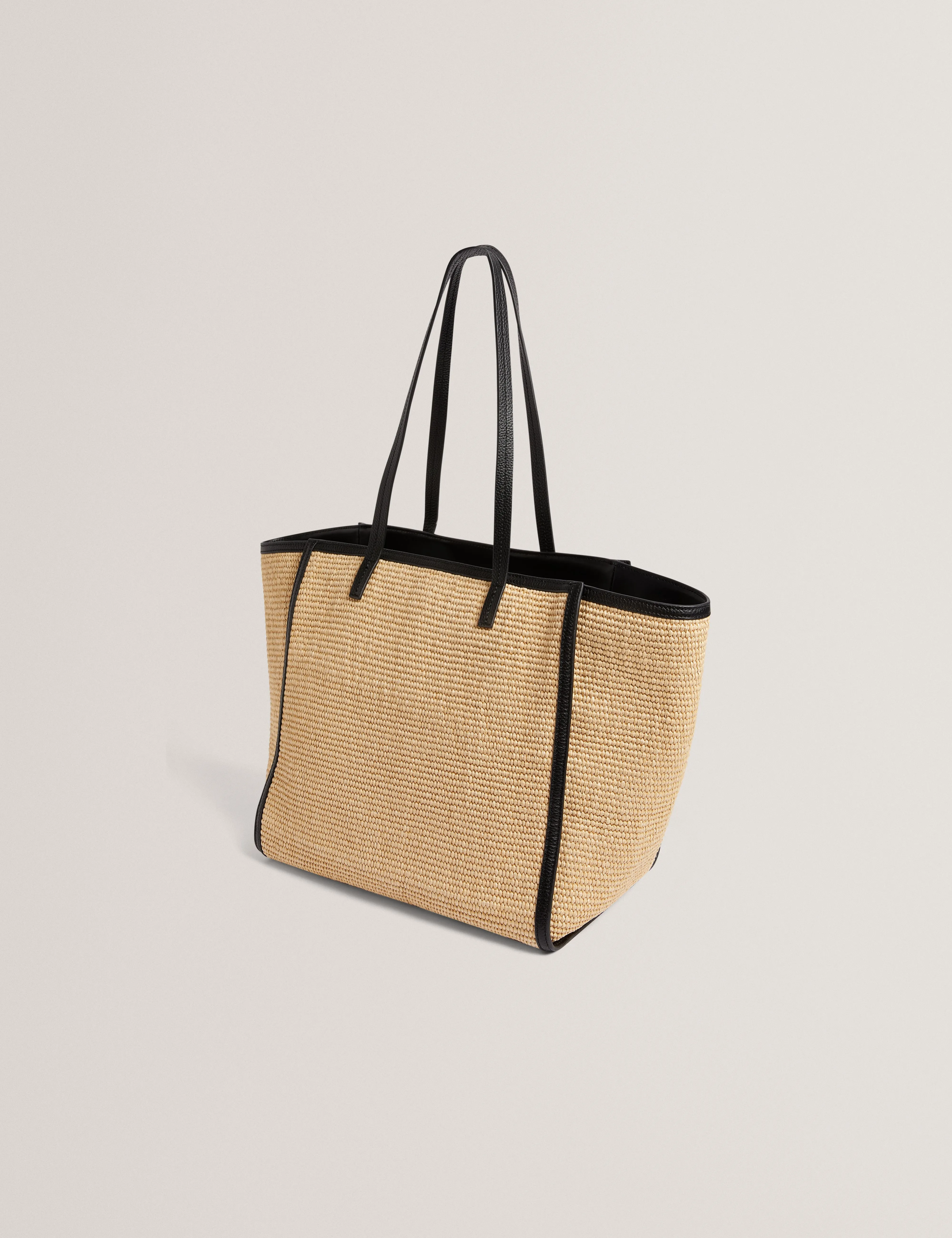 Barni Faux Raffia Large Shopper Bag Black