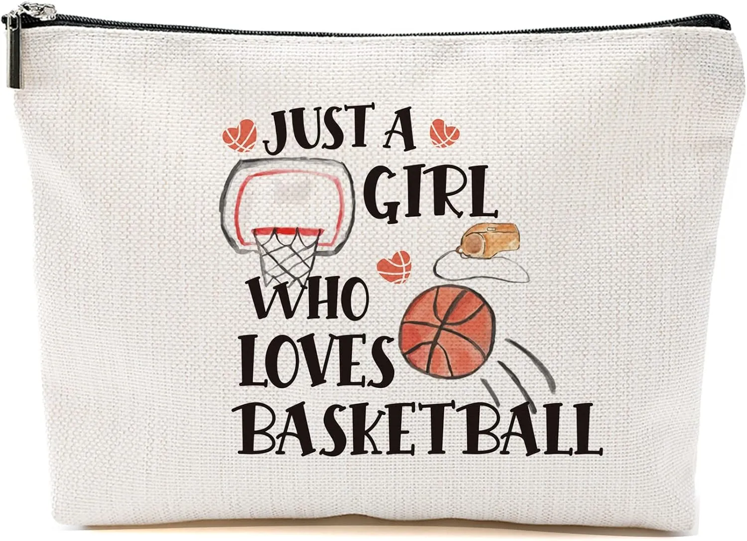 Basketball Makeup Bag Basketball Gifts for Girls Gifts for Basketball Lovers Basketball Gift Travel Accessories Bags Funny Birthday Christmas Gift for Bestie Sister Just A Girl Who Loves Basketball