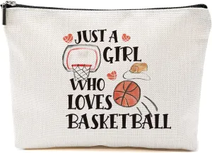 Basketball Makeup Bag Basketball Gifts for Girls Gifts for Basketball Lovers Basketball Gift Travel Accessories Bags Funny Birthday Christmas Gift for Bestie Sister Just A Girl Who Loves Basketball