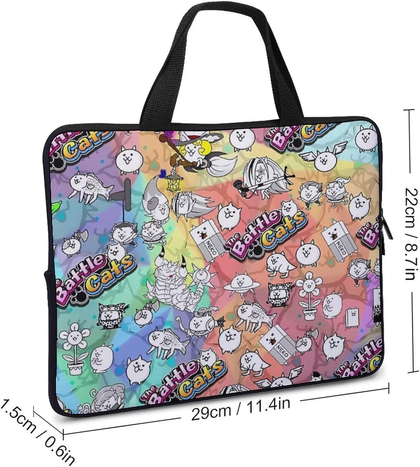 Battle-Cats Slim Laptop Bag - Lightweight And Water-Resistant Carrying Case with Handle