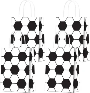 BCHOCKS 16 PCS Soccer Party Gift Bags for Party Supplies, Birthday Decor, Treat Bags with Soccer Pattern