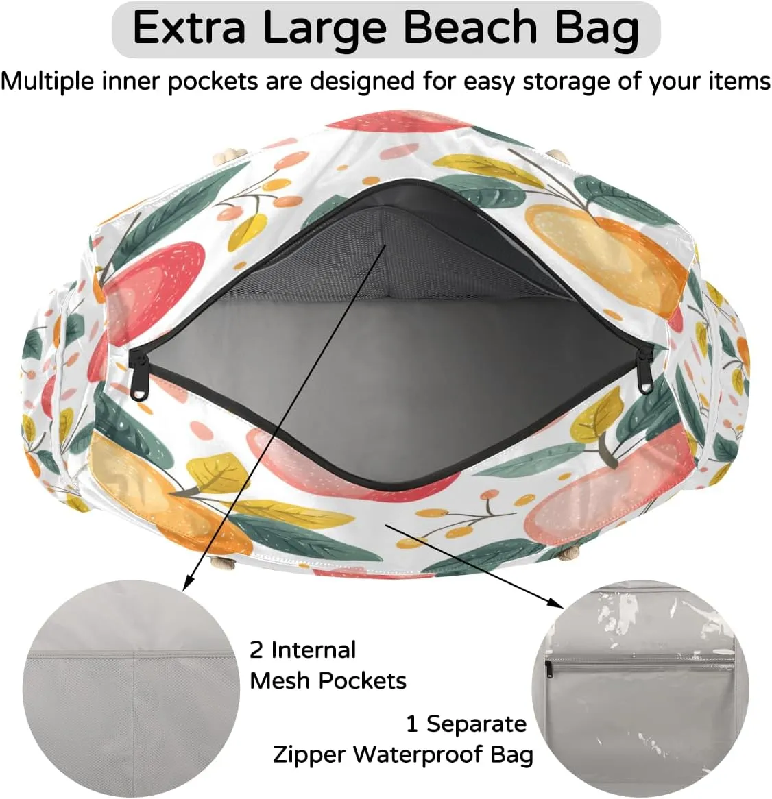 Beach Bags for Women, Large Waterproof Beach Tote Bag for Gym Grocery Travel