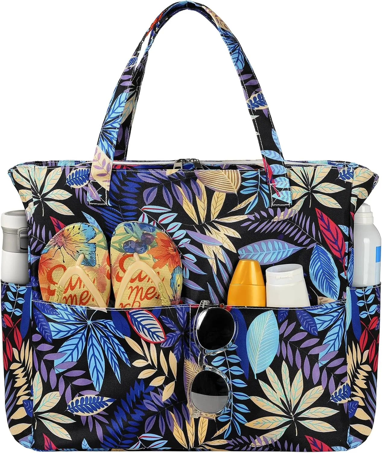 Beach Bags for Women Waterproof Sandproof Women Tote Bag, Large Beach Bag with Zipper for Gym Travel Vocation