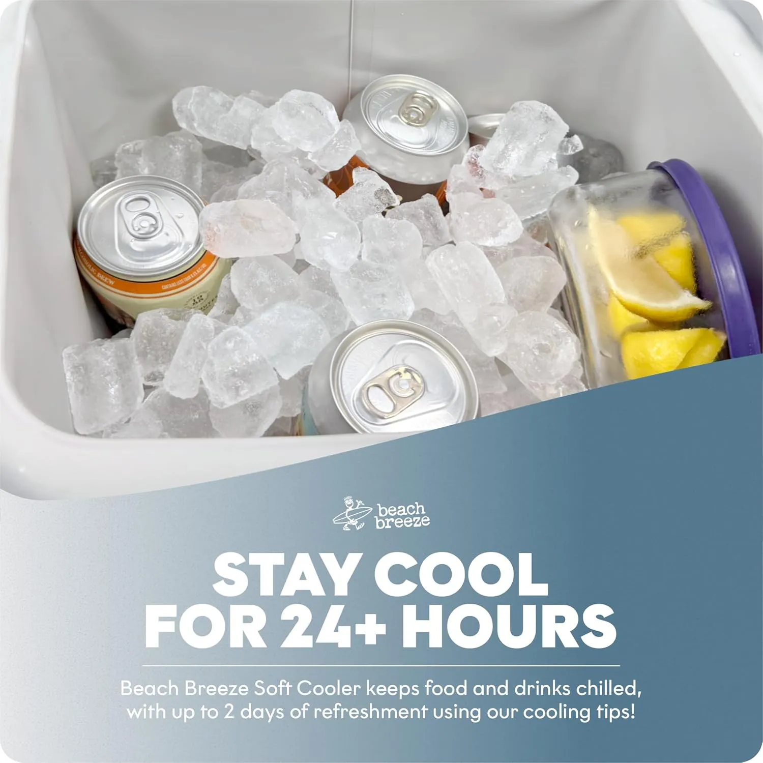 Beach Breeze 24 Can, Premium Soft Sided Insulated Lunch Box, Ice & Camping Cooler - Perfect for Car, Beach, Travel, & Golf - Floating Cooler