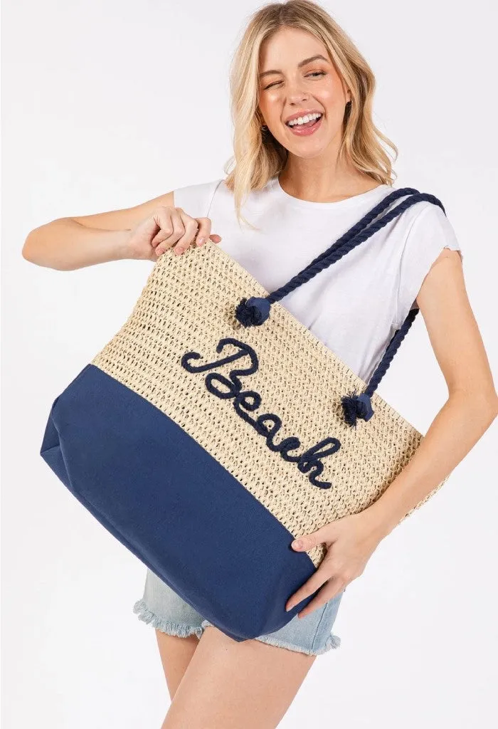 Beach Please Tote-Navy