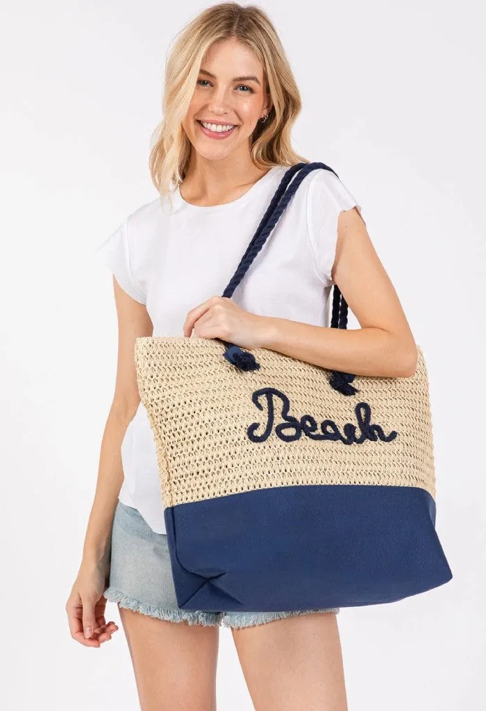 Beach Please Tote-Navy