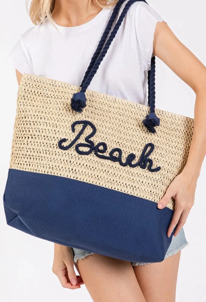 Beach Please Tote-Navy
