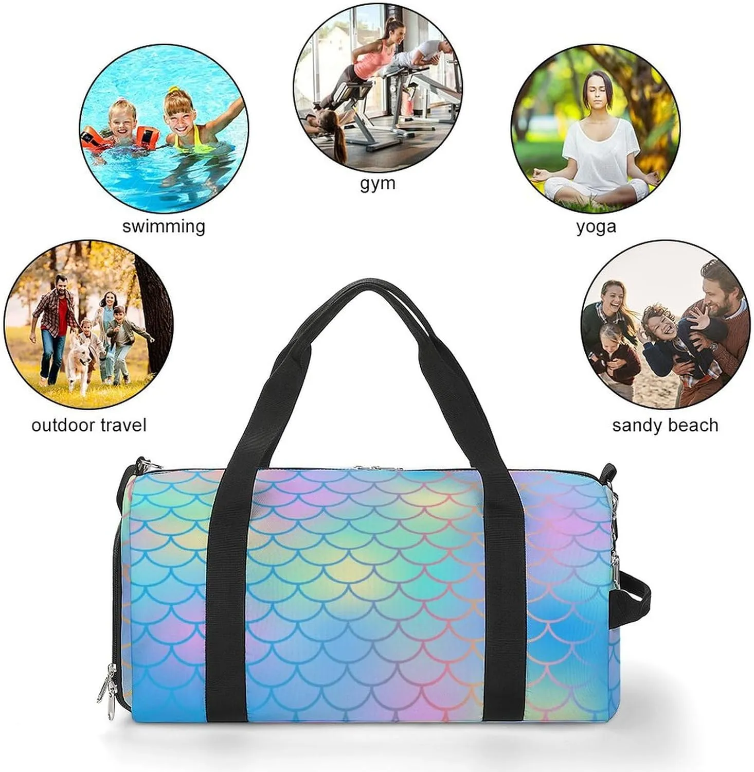 Beautiful Mermaid Fish Scale A Fitness Bag with Large Storage Space Is Suitable for Portable Outdoor Use