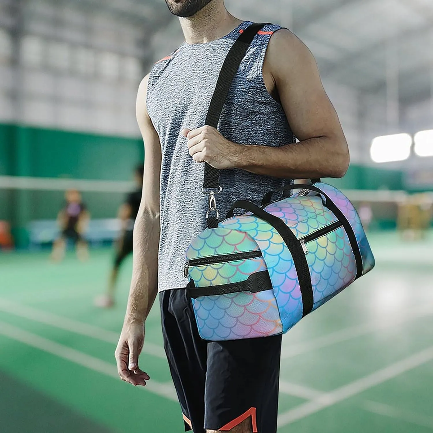 Beautiful Mermaid Fish Scale A Fitness Bag with Large Storage Space Is Suitable for Portable Outdoor Use