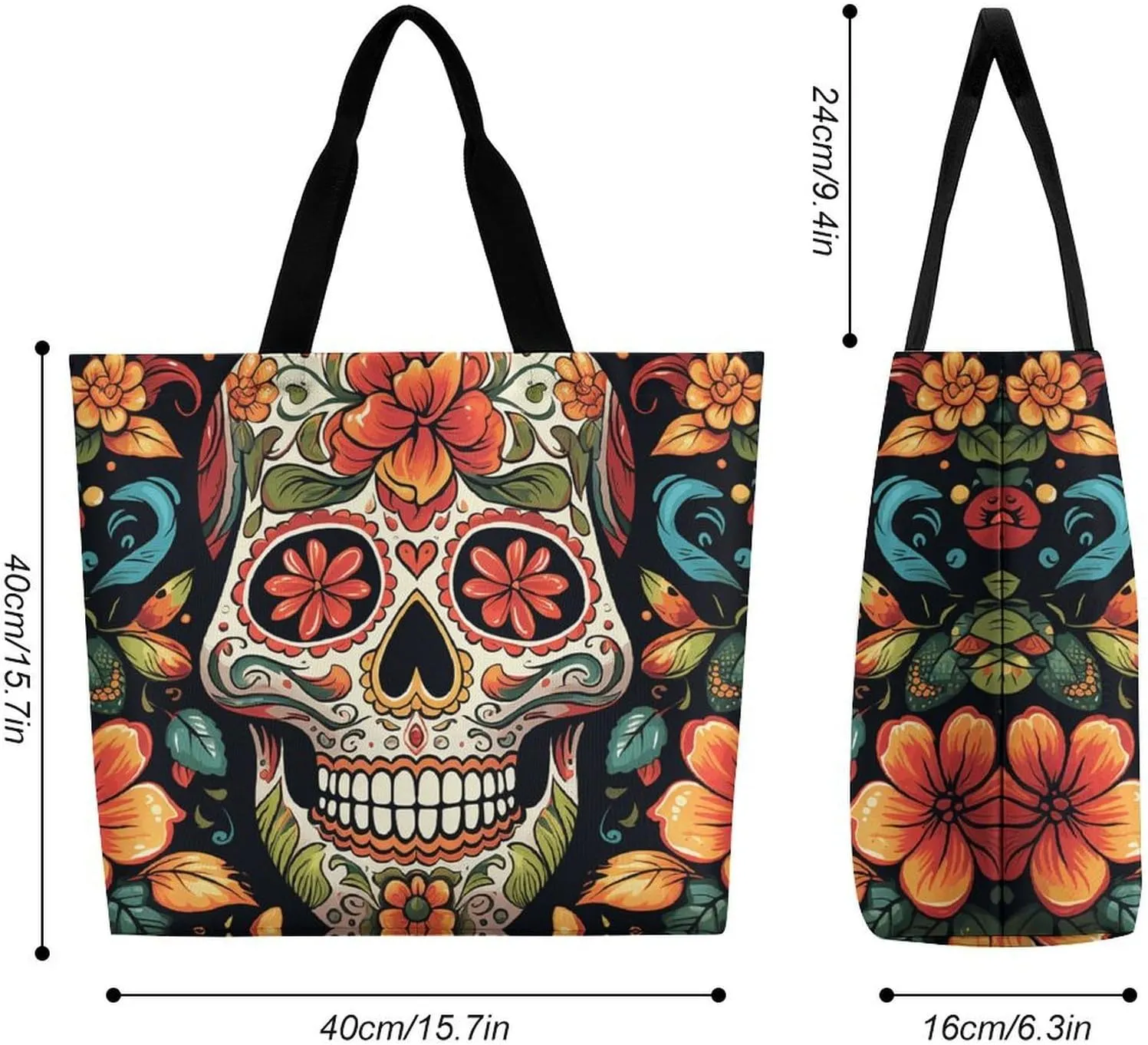 Bees And Sunflowers on Old Paper Tote Bag for Women Reusable Grocery Shoulder Bag Shopping Bags for Travel, Groceries