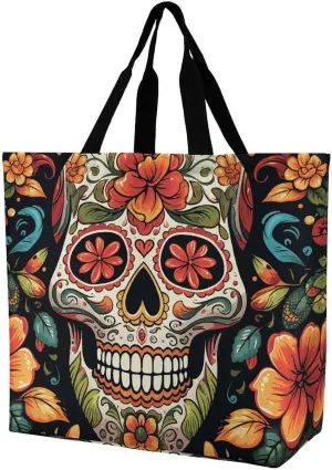 Bees And Sunflowers on Old Paper Tote Bag for Women Reusable Grocery Shoulder Bag Shopping Bags for Travel, Groceries