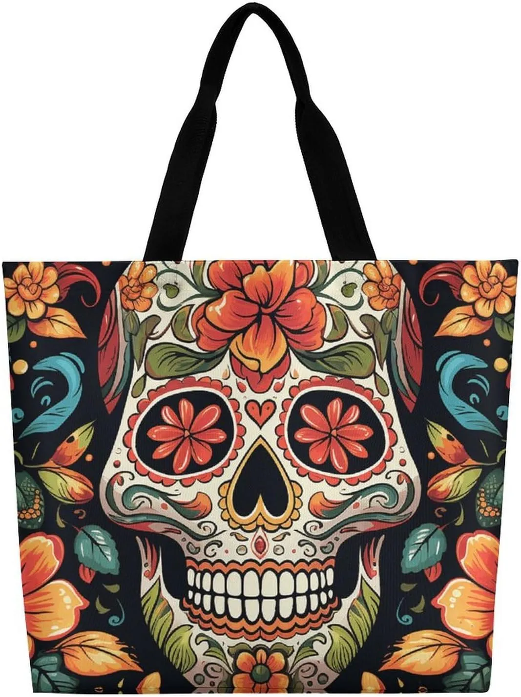 Bees And Sunflowers on Old Paper Tote Bag for Women Reusable Grocery Shoulder Bag Shopping Bags for Travel, Groceries