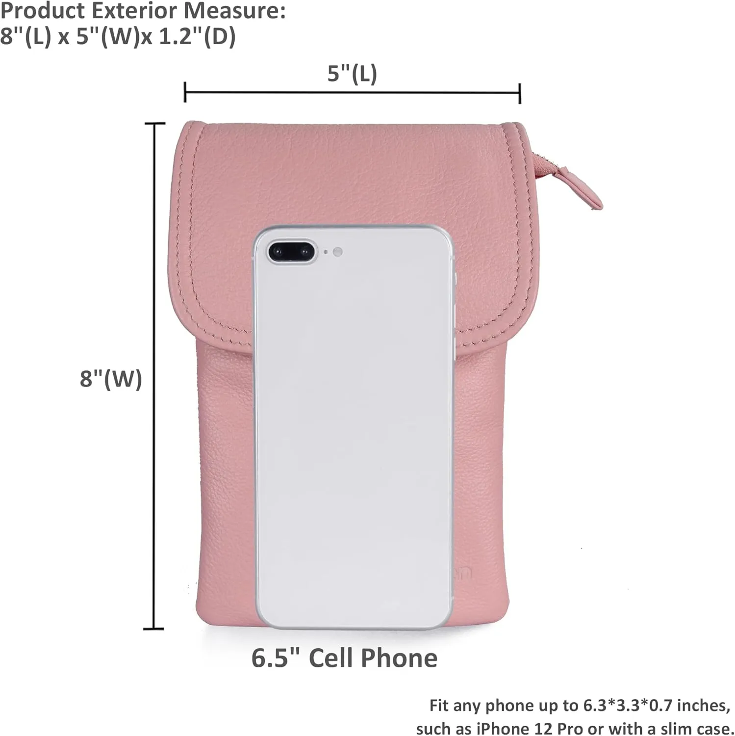 befen Genuine Leather Small Crossbody Bags for Women Cell Phone Bag Cross Body Purses,Silver Zipper