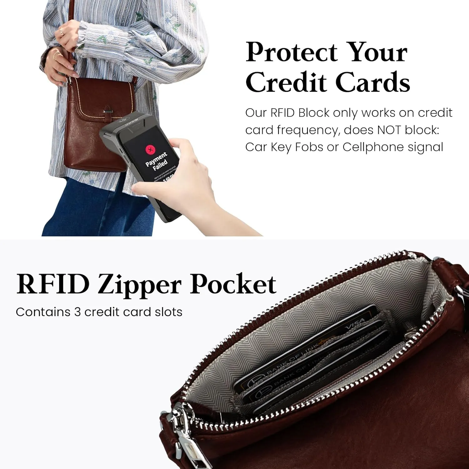 befen Genuine Leather Small Crossbody Bags for Women, Womens Cell Phone Purses Cross body Bag Purse with RFID Card Slots