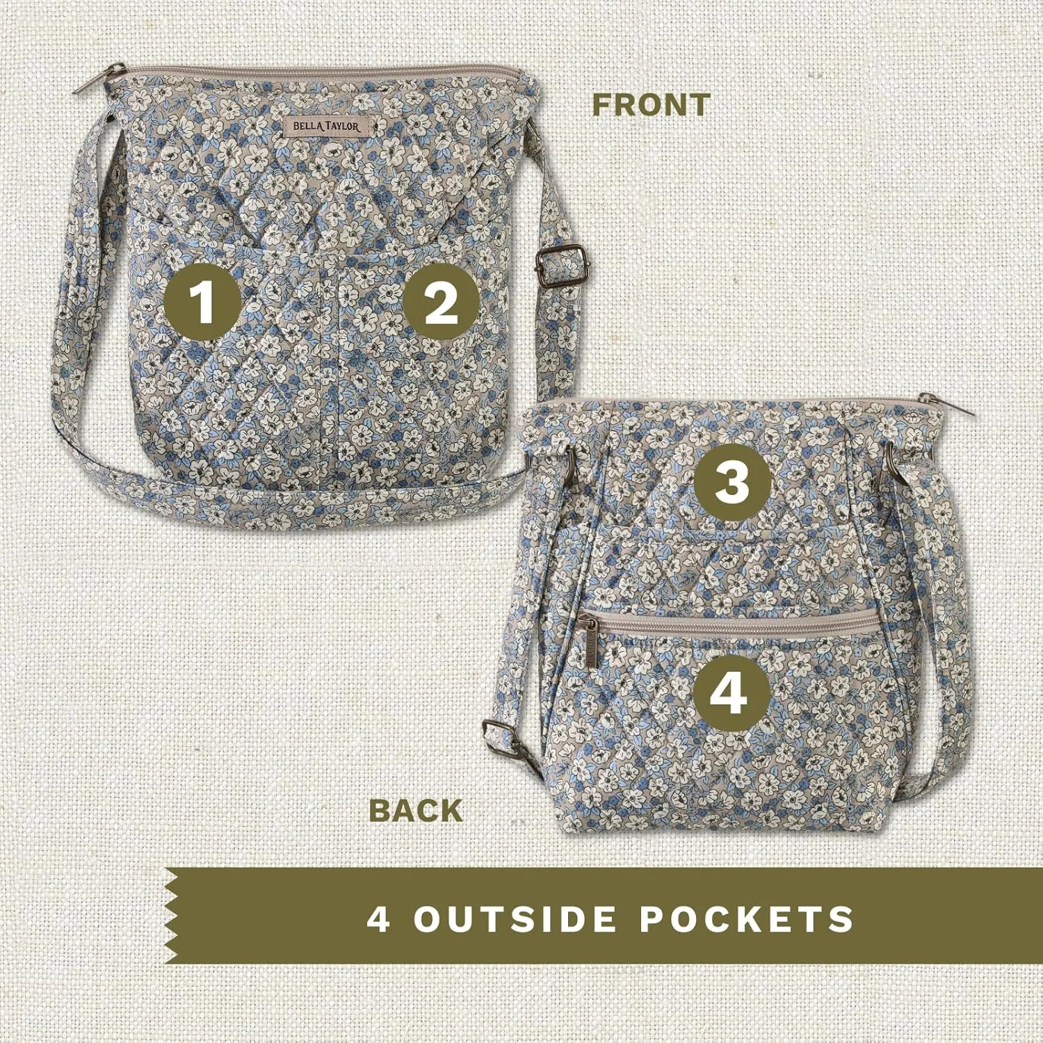 Bella Taylor Hipster Crossbody Purse for Women | Medium Size Shoulder Bag with Adjustable Strap