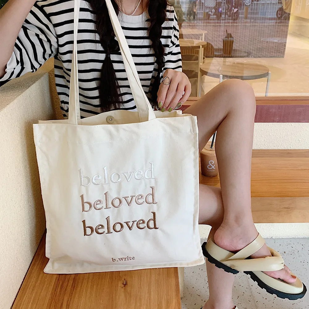 Beloved Embroidered Tote Bag