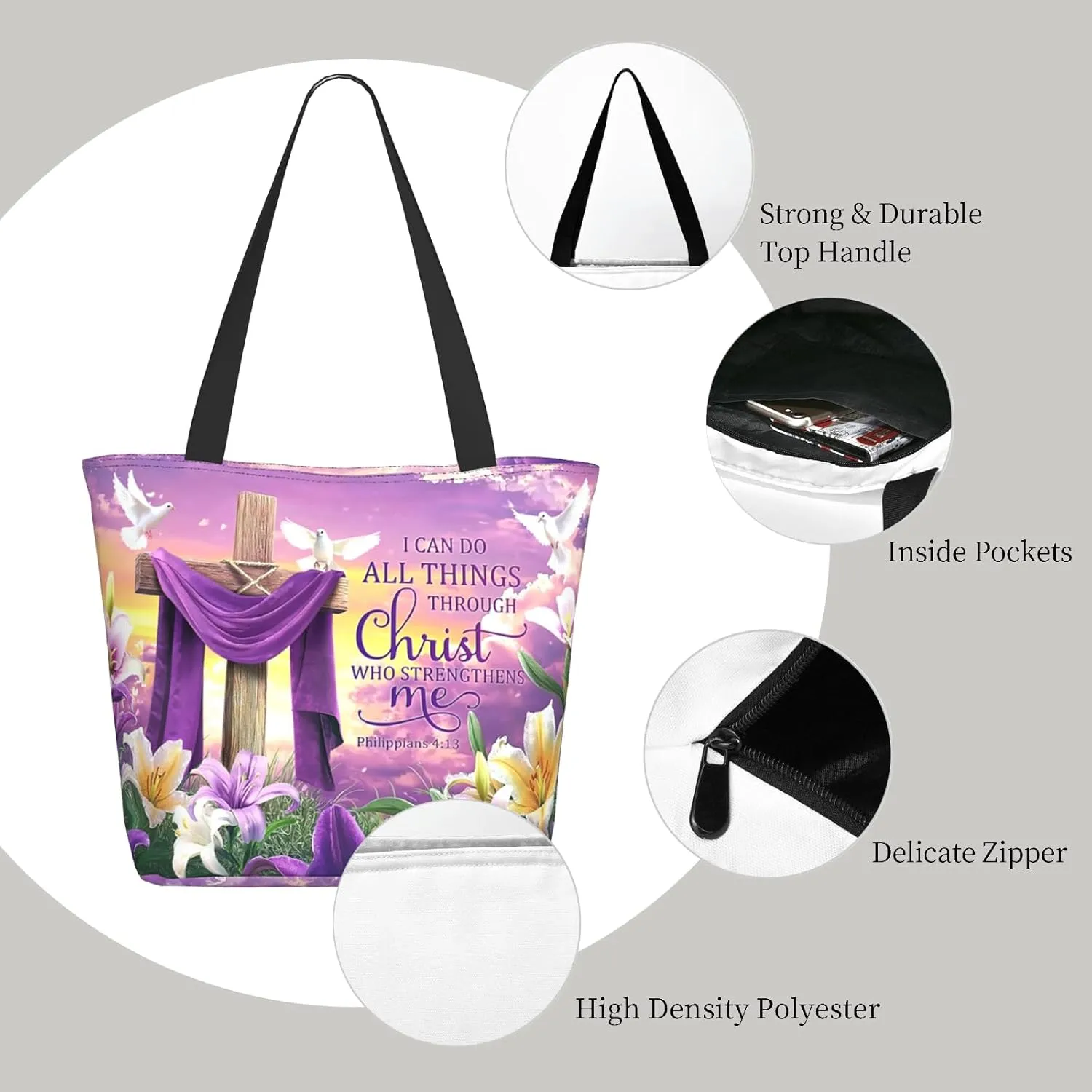 Bible Tote Bags for Women Christian Gifts Religious Church Shoulder Bag