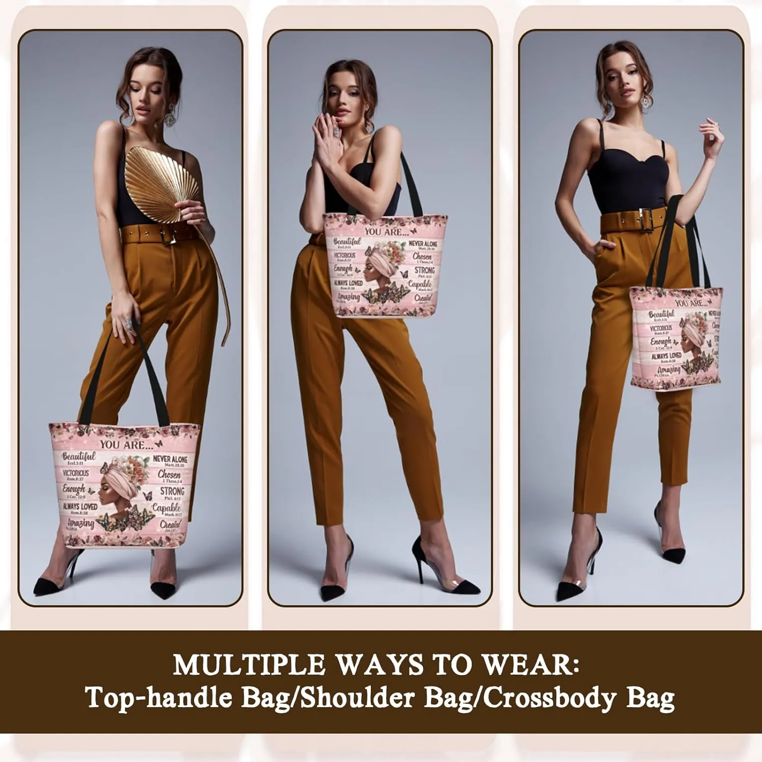 Bible Tote Bags for Women Christian Tote Bag Church Shoulder Bag Inspirational Bags With Zipper Bible Verse Gifts