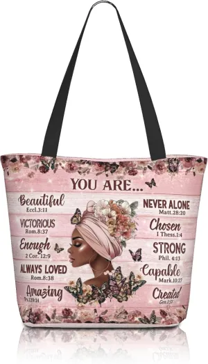 Bible Tote Bags for Women Christian Tote Bag Church Shoulder Bag Inspirational Bags With Zipper Bible Verse Gifts