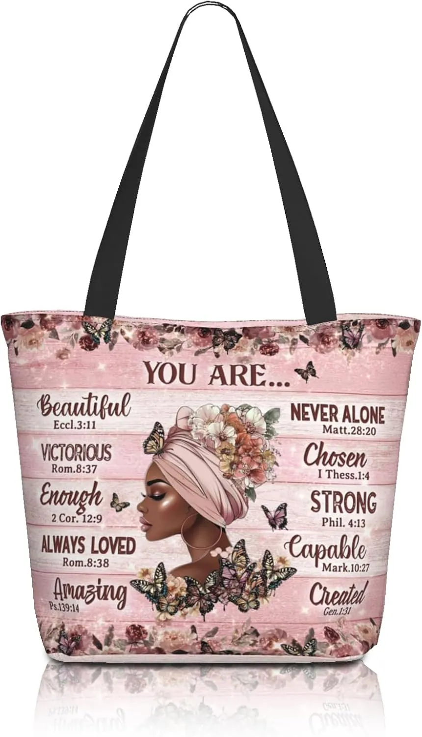 Bible Tote Bags for Women Christian Tote Bag Church Shoulder Bag Inspirational Bags With Zipper Bible Verse Gifts