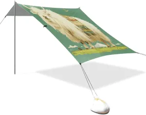 Big White Yak Foldable Beach Canopy UPF50  Protection Water-Resistant Large Sun Shelter with Sandbags & Sand Shovel for Camping, Picnics, Backyard & Fishing