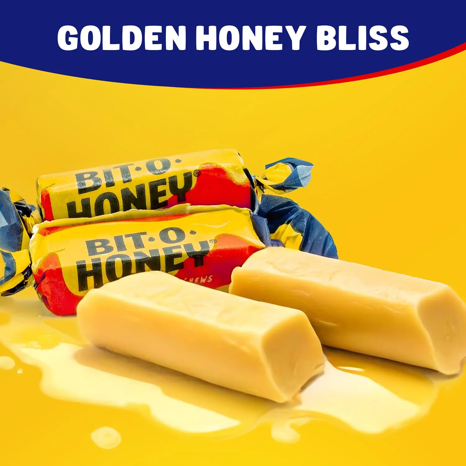 BIT-O-HONEY Candy 2 lbs – Retro Taffy Bulk Bag, Honey & Almond Flavor, Soft Chewy, Individually Wrapped (130 Pieces)
