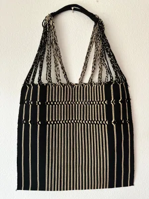 Black and Beige Loom Tote Bag