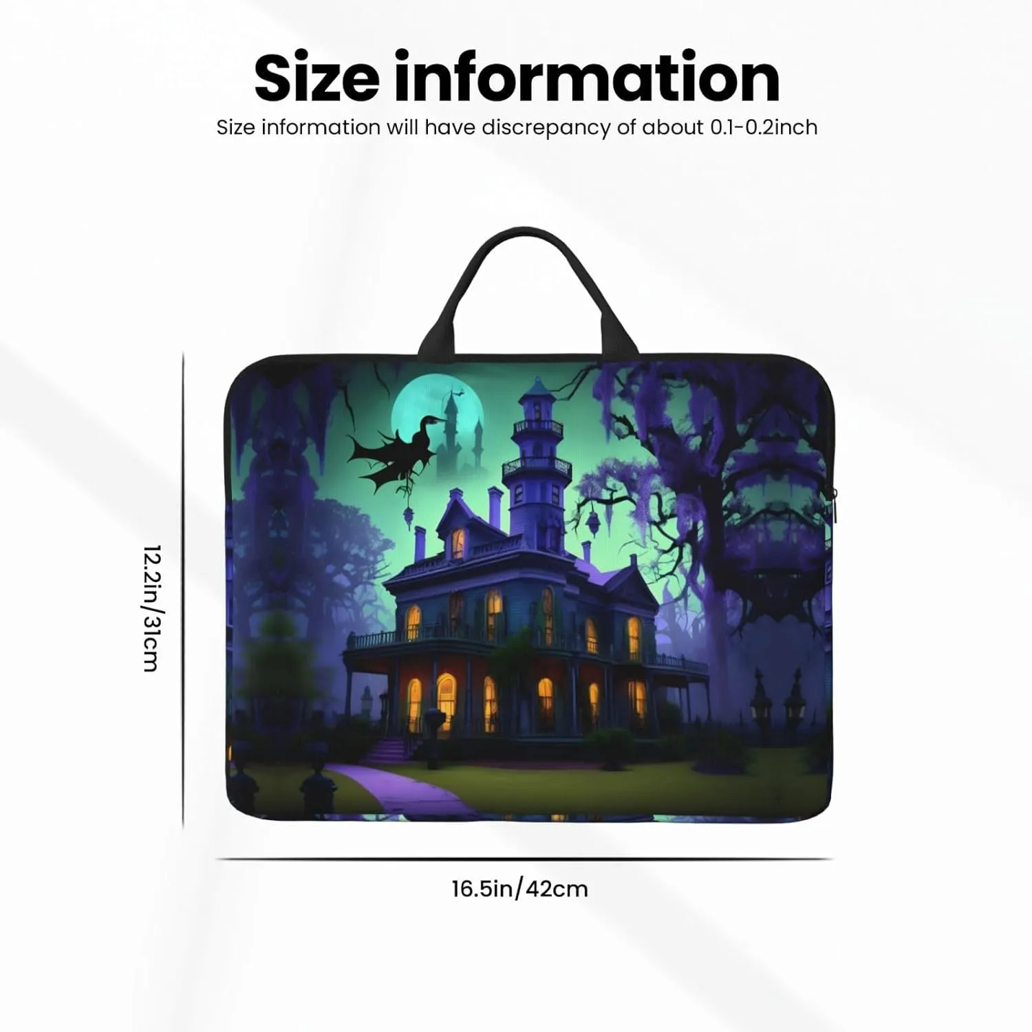 Black Haunted Mansion Tote 14 Inch Laptop Computer Bag Business Hand Bag,Computer Protective Carrying Cover