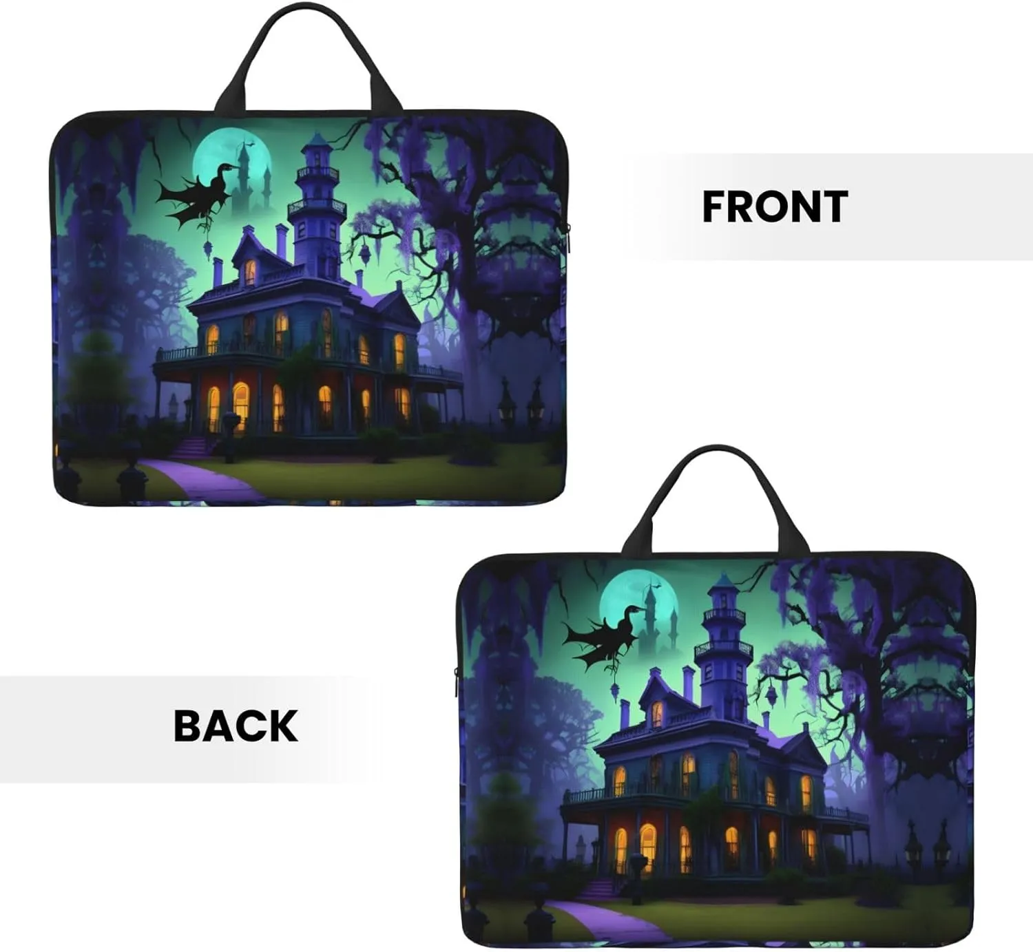 Black Haunted Mansion Tote 14 Inch Laptop Computer Bag Business Hand Bag,Computer Protective Carrying Cover