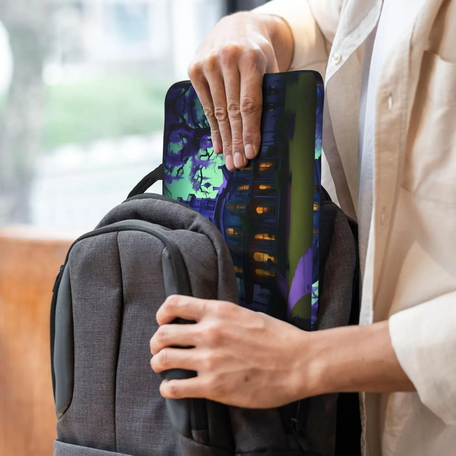 Black Haunted Mansion Tote 14 Inch Laptop Computer Bag Business Hand Bag,Computer Protective Carrying Cover