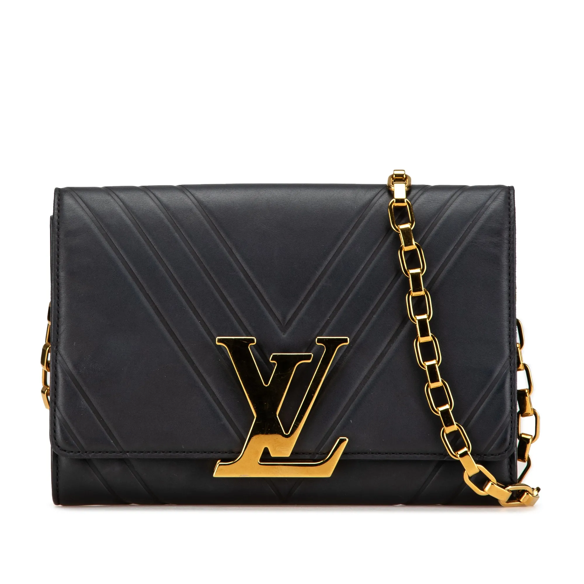 Black Louis Vuitton Airy V Chain Louise Clutch GM Shoulder Bag